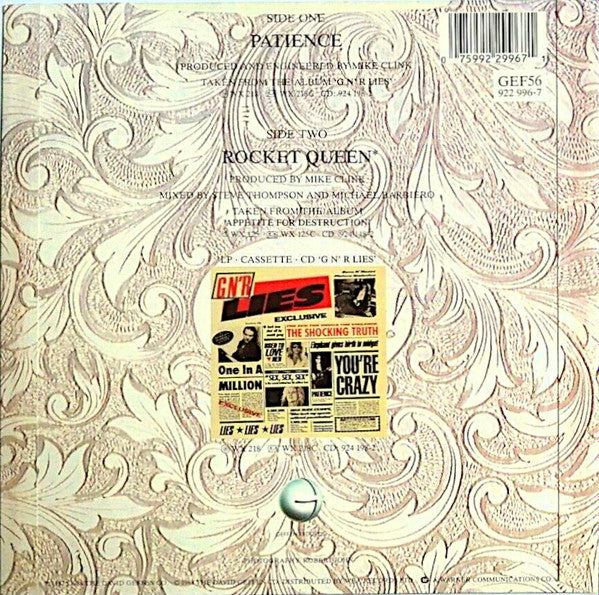 Guns N' Roses - Patience - Used Vinyl Record 7" image 2