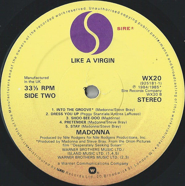 Madonna - Like A Virgin - Used Vinyl Record image 4