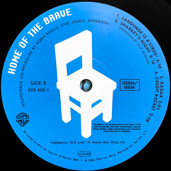 Laurie Anderson - Home Of The Brave - Used Vinyl Record image 4