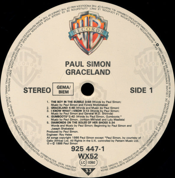 Paul Simon - Graceland - Used Vinyl Record image 3
