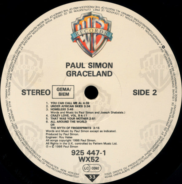 Paul Simon - Graceland - Used Vinyl Record image 4