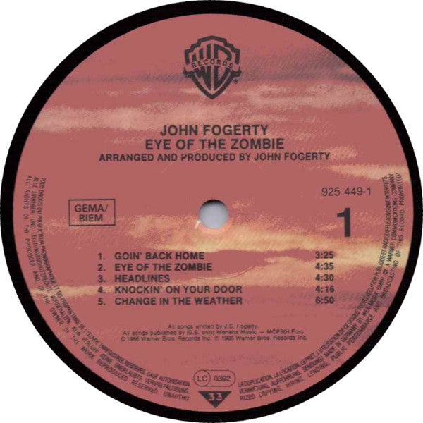 John Fogerty - Eye Of The Zombie - Used Vinyl Record image 3
