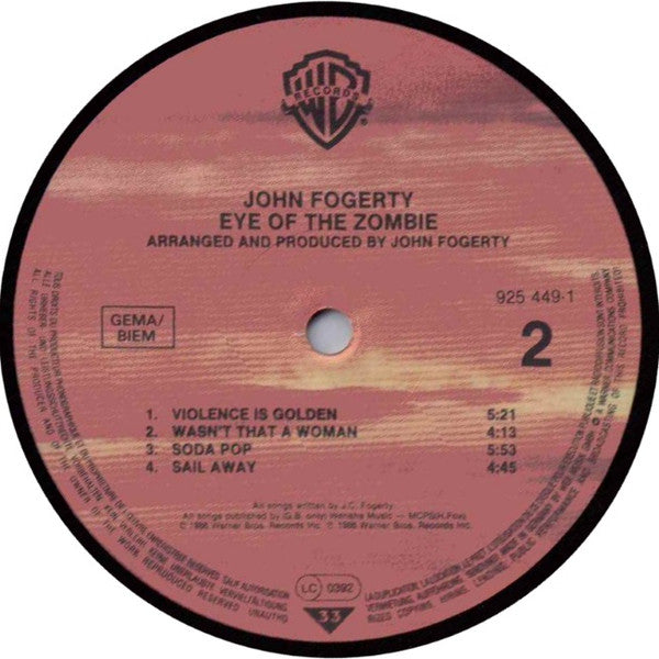 John Fogerty - Eye Of The Zombie - Used Vinyl Record image 4