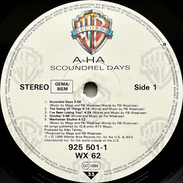 a-ha - Scoundrel Days - Used Vinyl Record image 3
