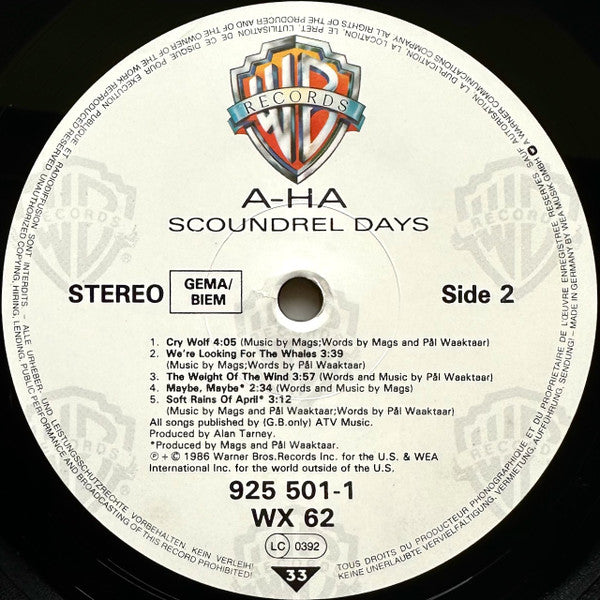 a-ha - Scoundrel Days - Used Vinyl Record image 4