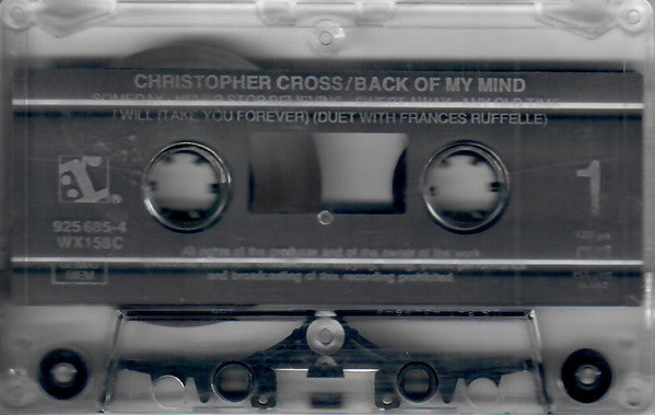 Christopher Cross - Back Of My Mind - Used Cassette image 2