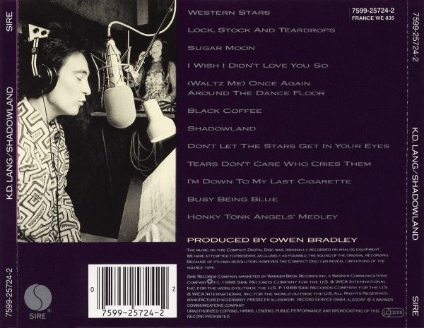 k.d. lang - Shadowland - Used CD image 9