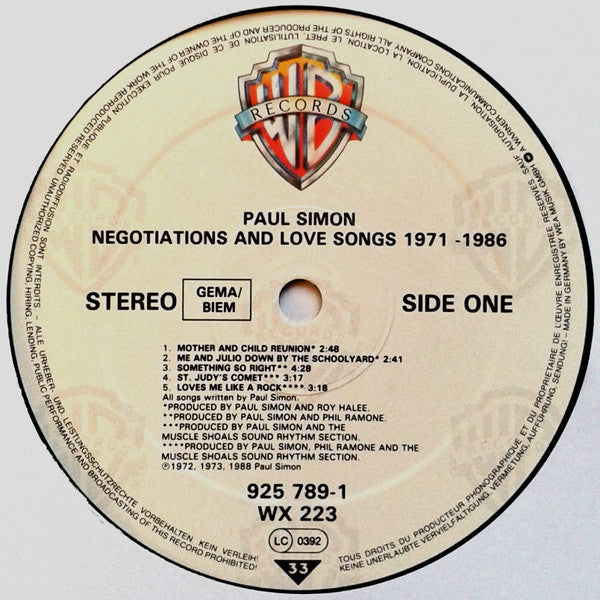 Paul Simon - Negotiations And Love Songs (1971-1986) - Used Vinyl Rec image 3