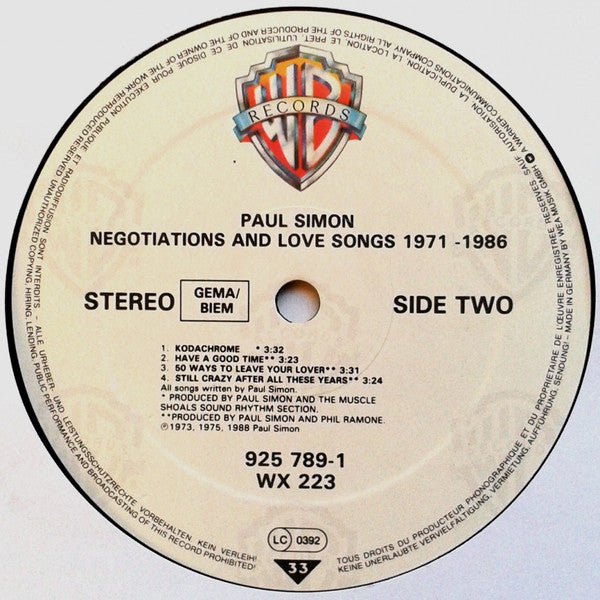 Paul Simon - Negotiations And Love Songs (1971-1986) - Used Vinyl Rec image 4
