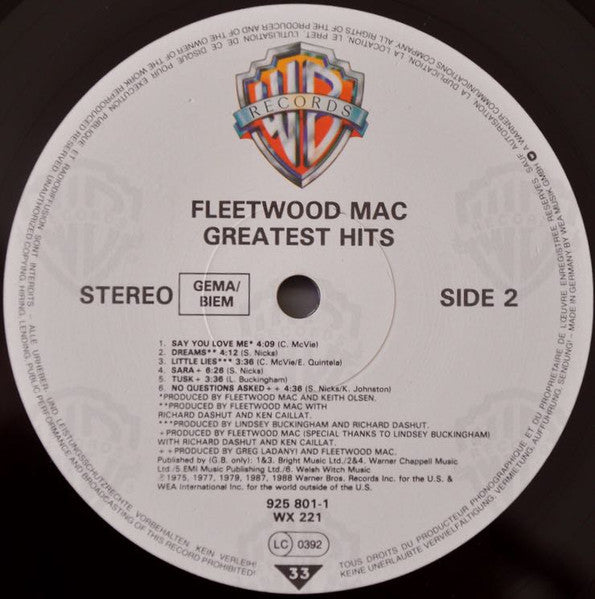 Fleetwood Mac - Greatest Hits - Used Vinyl Record image 4