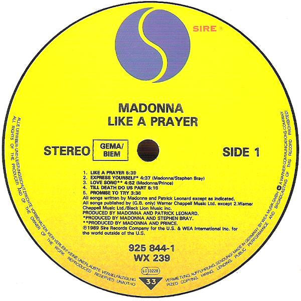Madonna - Like A Prayer - Used Vinyl Record image 3