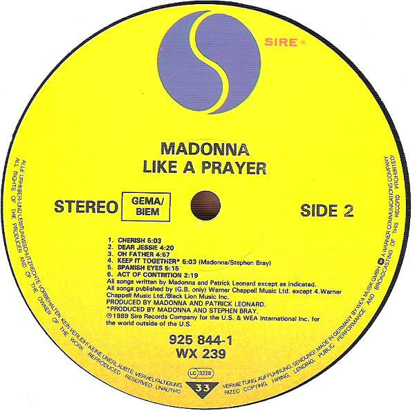 Madonna - Like A Prayer - Used Vinyl Record image 4
