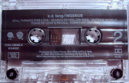 k.d. lang - Ingenue - Used Cassette image 6