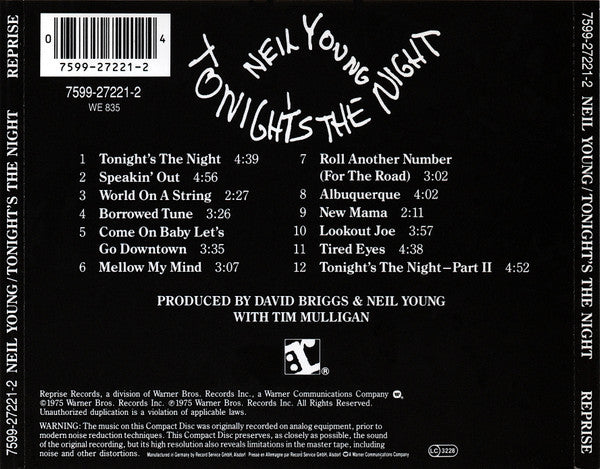 Neil Young - Tonight's The Night - CD image 2