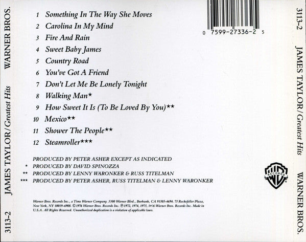 James Taylor - Greatest Hits - CD image 3