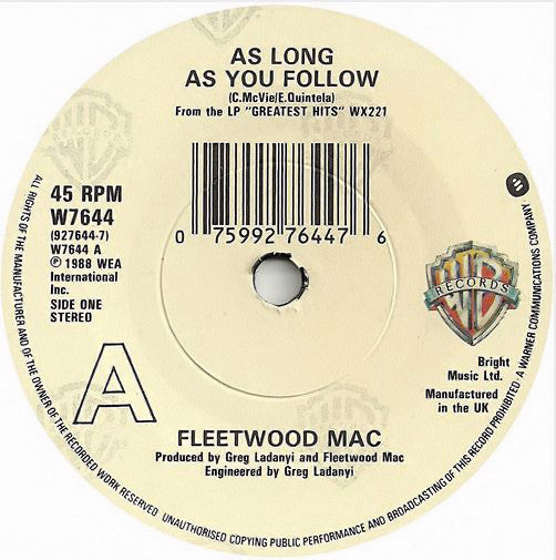 Fleetwood Mac - As Long As You Follow - Used Vinyl Record 7" image 3