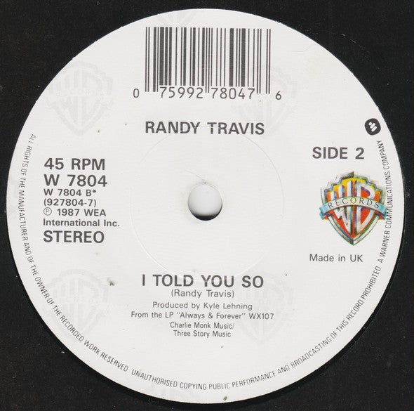 Randy Travis - Deeper Than The Holler - Used Vinyl Record 7" image 4