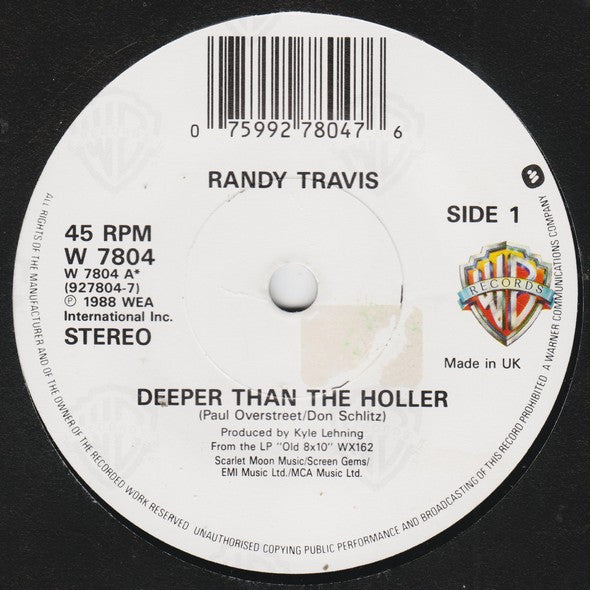 Randy Travis - Deeper Than The Holler - Used Vinyl Record 7" image 7