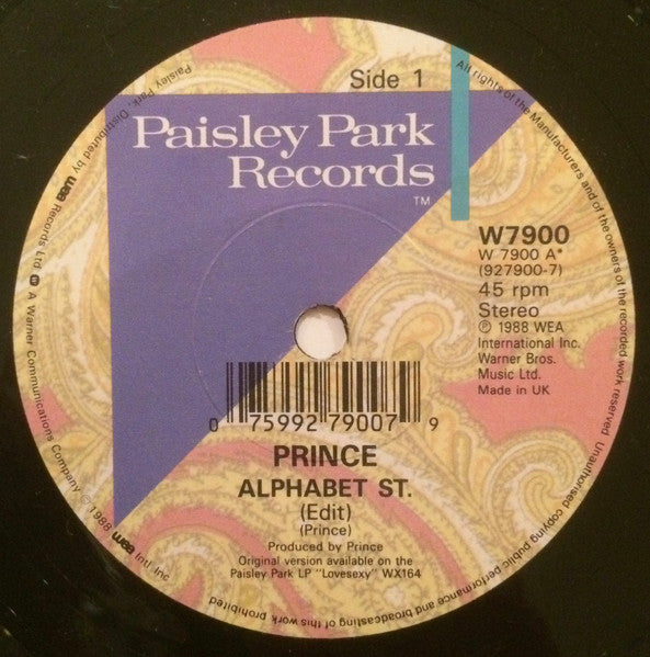 Prince - Alphabet St. - Used Vinyl Record 7" image 2