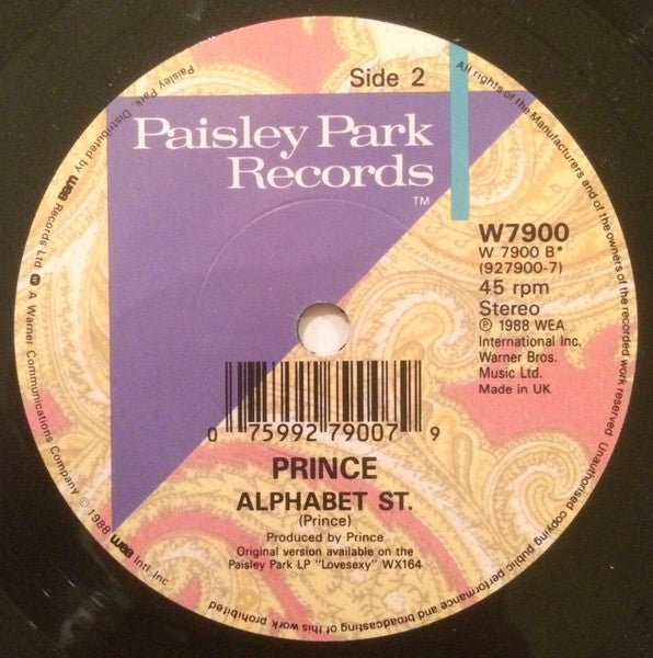 Prince - Alphabet St. - Used Vinyl Record 7" image 3