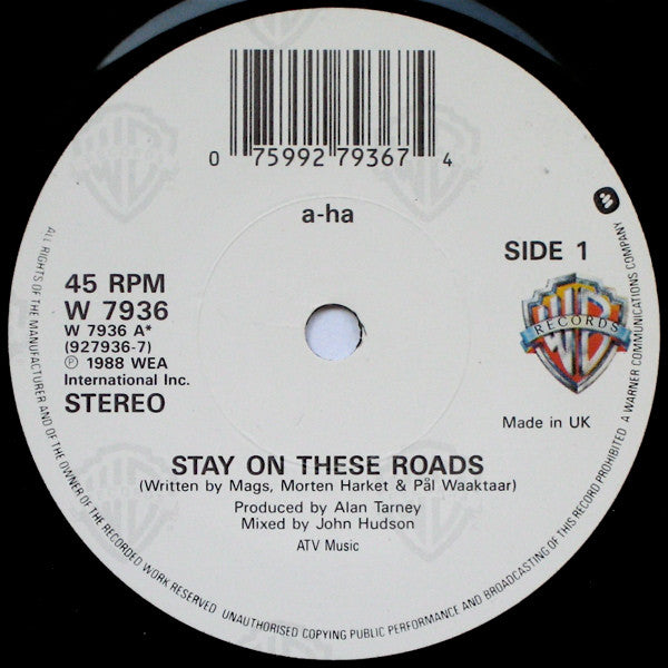 a-ha - Stay On These Roads - Used Vinyl Record 7" image 7