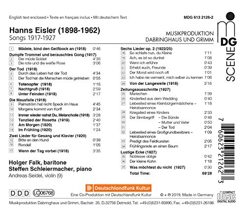 HOLGER FALK; SCHLEIE - HANNS EISLER LIEDER VOL 4 - CD image 2