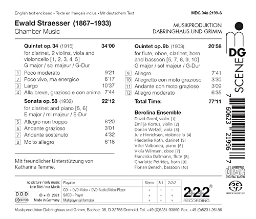 Ewald Straesser: Quintets For Wind; Sontata Op. 58 - CD image 2