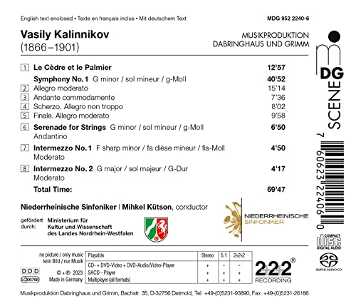 Niederrheinische Sin - Kalinnikov: Orchestral Works - CD image 2