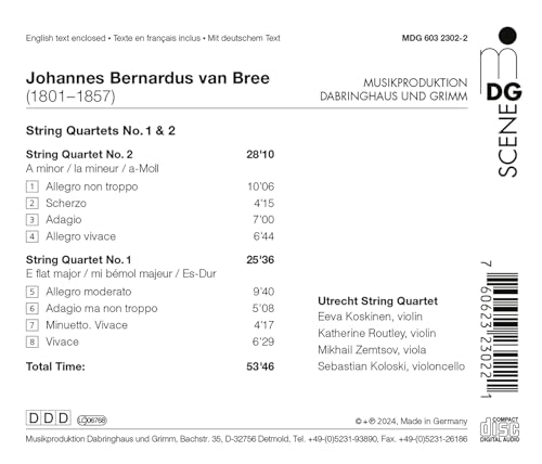 Utrecht String Quart - Johannes Bernardus van Bree: String Quartets No. image 2