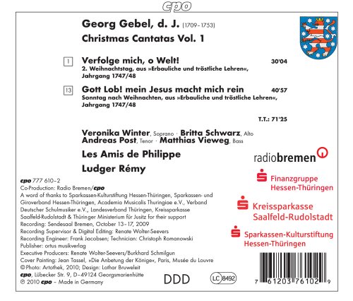 Georg Gebel d. J. - Christmas Cantatas Vol. 1 - CD image 2