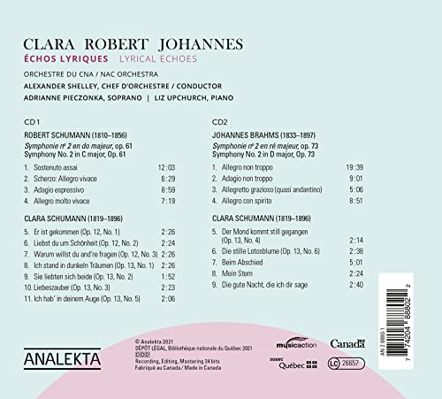 NATIONAL ARTS CENTRE - CLARA-ROBERT-JOHANNES LYRICAL - CD image 2