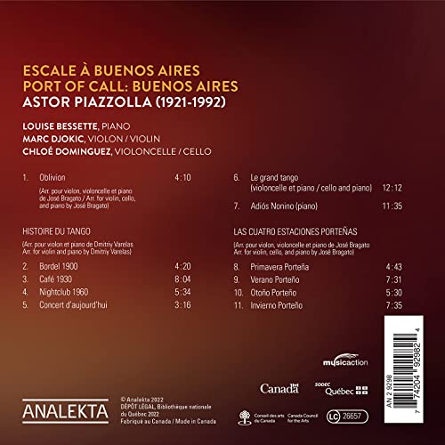 LOUISE BESSETTE; MAR - PIAZZOLLA PORT OF CALL. BUENO - CD image 2