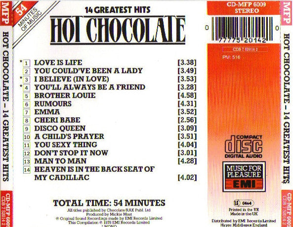 Hot Chocolate - 14 Greatest Hits - Used CD image 2