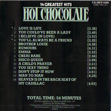 Hot Chocolate - 14 Greatest Hits - Used CD image 5