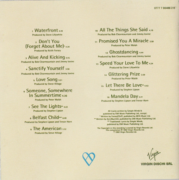 Simple Minds - Glittering Prize 81/92 - Used CD image 2