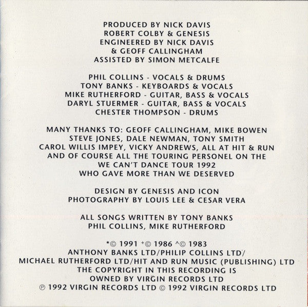 Genesis - Live / The Way We Walk (Volume One: The Shorts) - Used CD image 10