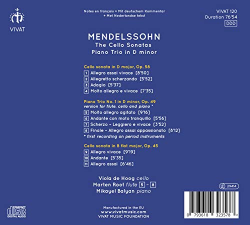 VIOLA DE HOOG  MARTE - TWO CELLO SONATAS & TRIO IN D - CD image 2