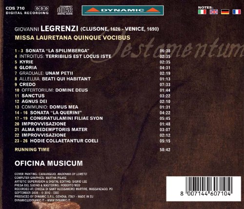OFICINA MUSICUM:FAVE - LEGRENZI:TESTAMENTUM - CD image 2