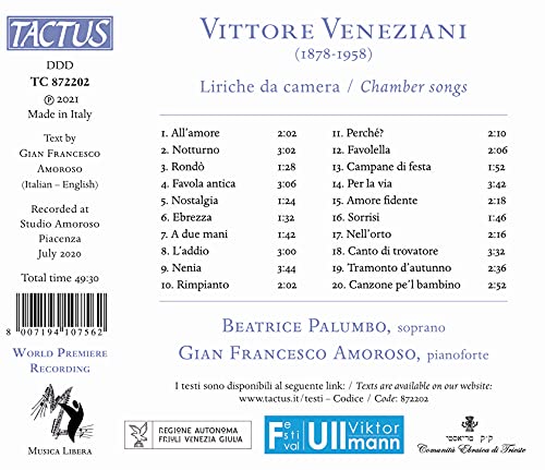 PALUMBO/AMOROSO - VENEZIANI:LIRICHE DA CAMERA - CD image 2