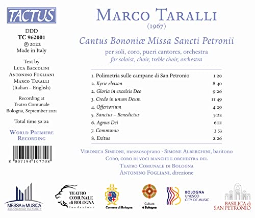 TARALLI / SIMEONI / - CANTUS BONONIAE - CD image 2