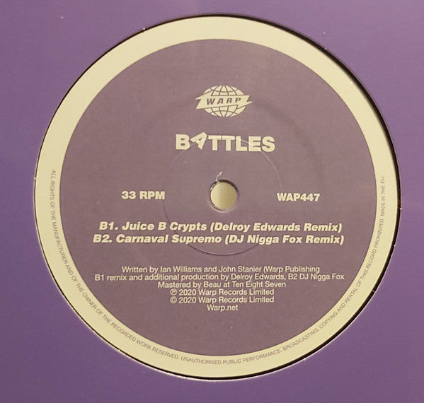 BATTLES - JUICE B MIXED - Vinyl Record 12" MAXI SINGLE image 2