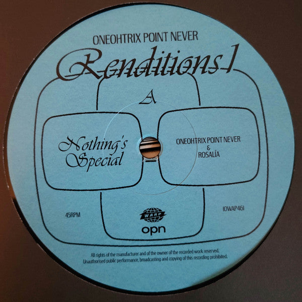 ONEOHTRIX POINT NEVE - RENDITIONS I - Vinyl Record 10" RECORD image 3