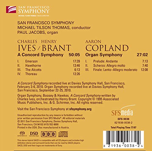 Charles Ives - Ives/Brant: A Concord Symphony, Copland; Organ Symphony image 3
