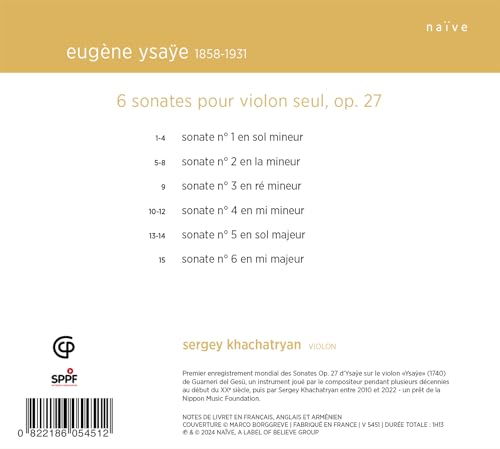Sergey Khachatryan - - Sergey Khachatryan - Ysaye: 6 Sonatas for Solo image 2