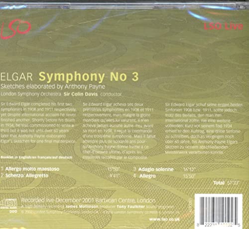 SIR COLIN DAVIS - ELGAR / SYMPHONIE N 3 - CD ALBUM image 2