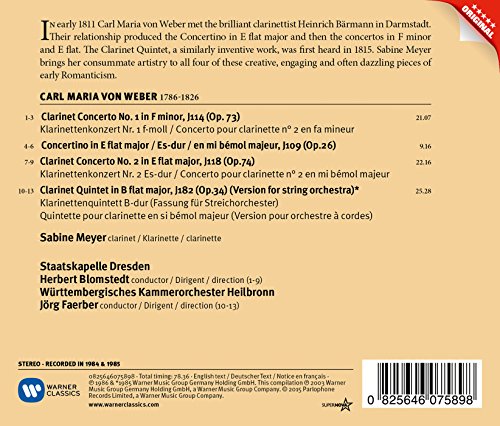 Sabine Meyer - Weber : Clarinet Concertos 1 & - CD image 2