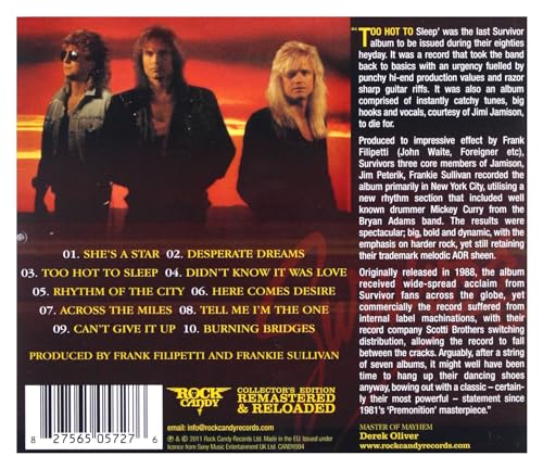 SURVIVOR - TOO HOT TO SLEEP - CD image 2