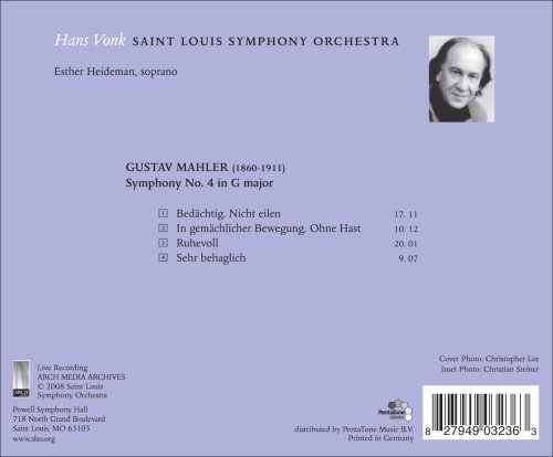 HANS VONK / SLSO - MAHLER SYMPHONY 4 G-MOLL - CD image 2