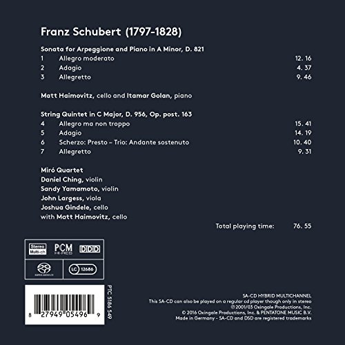 Matt Haimovitz - Schubert: Arpeggione Sonata & String Quintet - CD image 2