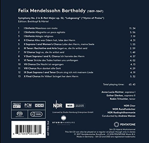 NDR Chor - Felix Mendelssohn: Symphony No. 2 Lobgesang - CD image 2